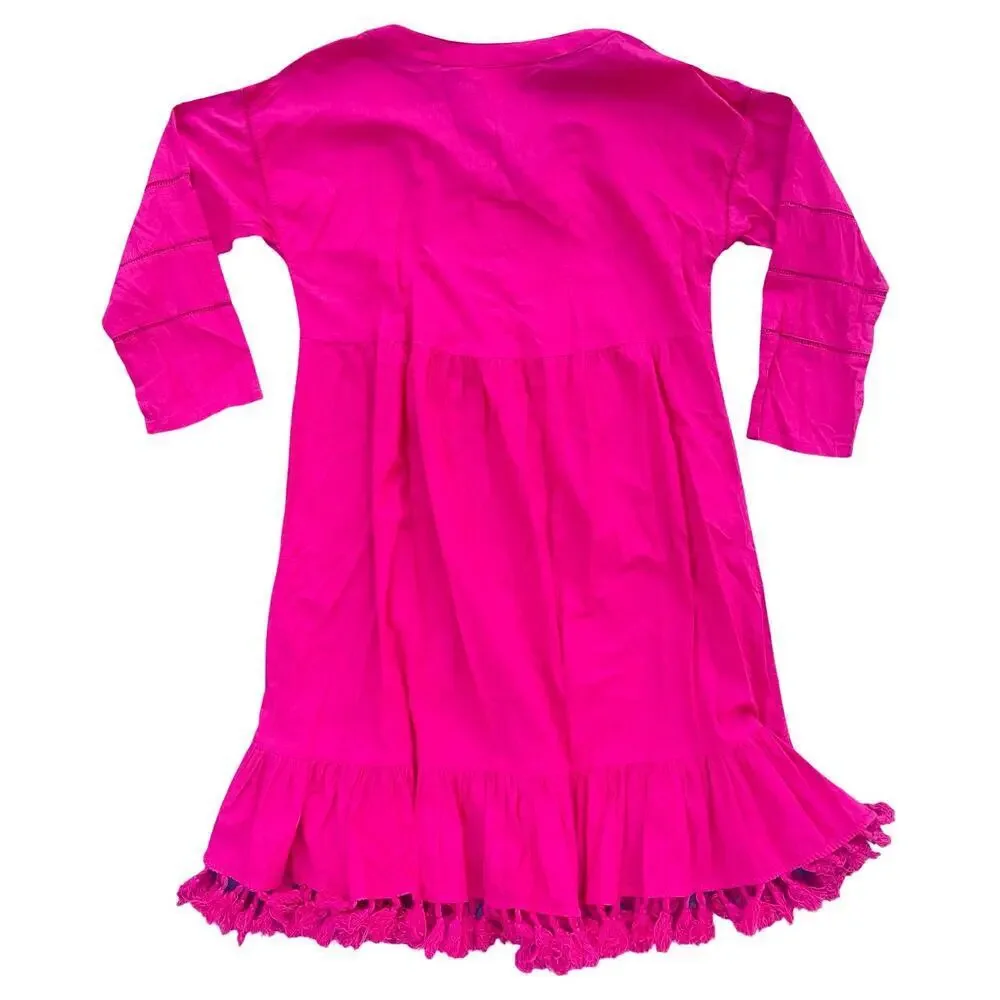 Catherine Malandrino Pink Cotton Tassel Hem Boho Dress - Size Small - Picture 3 of 10
